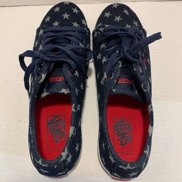 Vans Authentic Low Stars Blue Grey Sneakers Woman’s 9 - Picture 11 of 13